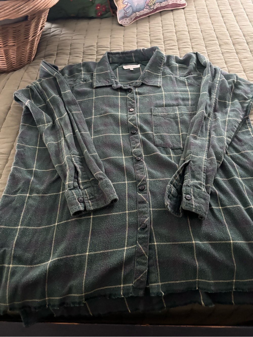 Gilded Intent Dark Green Plaid Button-Down Shirt Flannel